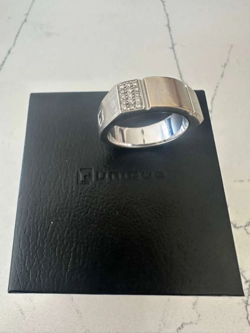 Men’s 18K Solid White Gold and Diamond Ring by Unique - Pre Owned - Very Good